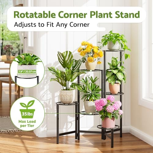 6 Tier Metal Plant Stands Outdoor Indoor, Heavy Duty Flower Pot Holder Potted - Image 2