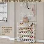 Coat Rack Shoe Rack With Storage Hooks Standing Organizer 4 Tier - Image 3