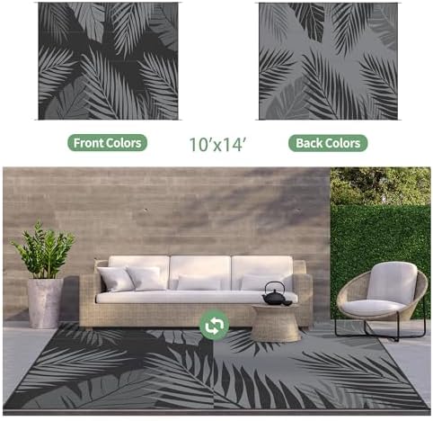 GENIMO Outdoor Rug, Waterproof Plastic Rugs 10'x14' - Image 2