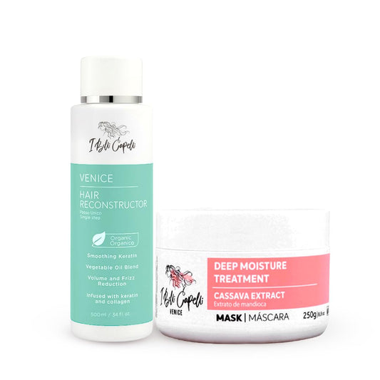 Venice Smoothing Keratin Kit - Brazilian Hair Straightening Treatment for Silky Soft Hair (250g), Pack of 2