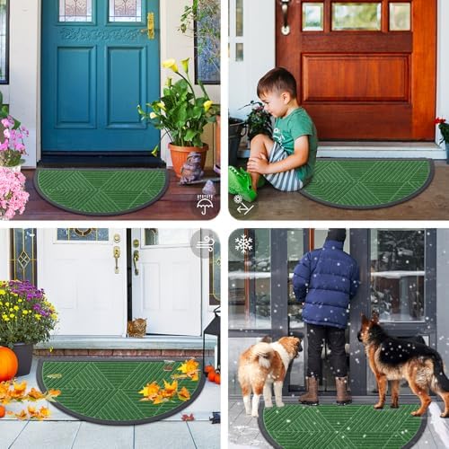 Smiry Half Circle Front Door Mat Outside Entrance, Rubber Doormat - Image 7