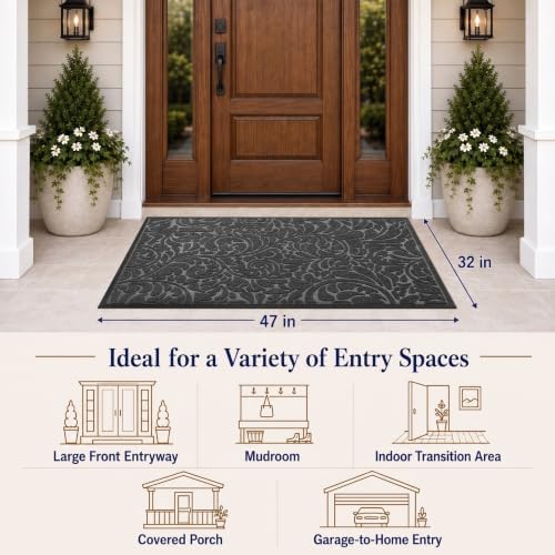 Yimobra Extra Large Front Door Mat, Floral Outdoor Mat - Image 2