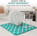 Dish Drying Mat for Kitchen Counter, Large 18 x 14 Absorbent Microfiber Pad - Image 4