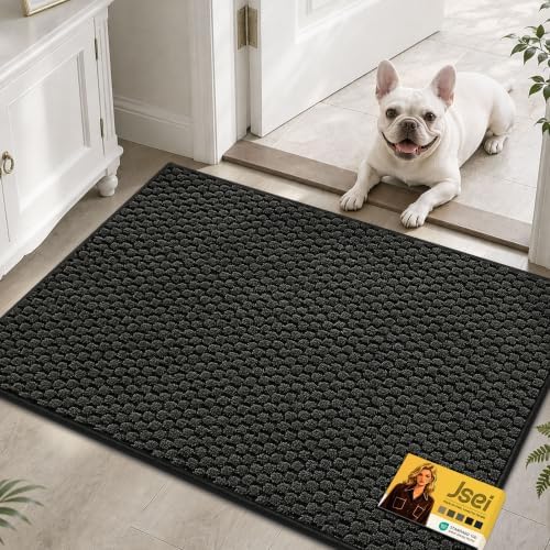 JSEI Dirt Trapper Door Mat 24"x36", Non-Slip Entryway Rugs, Dark Grey by JSEI