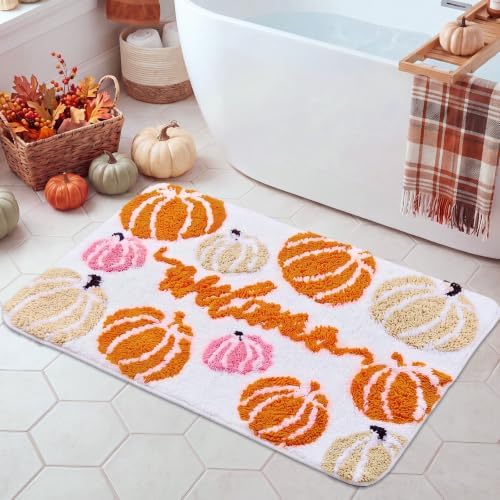 Capoda 1 Pc Fall Pumpkin Bathroom Rug 20x30 Inch, Welcome Pumpkin by Capoda