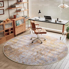 Beige Gold Round Area Rugs 4ft Washable Circle Rug - Image 5