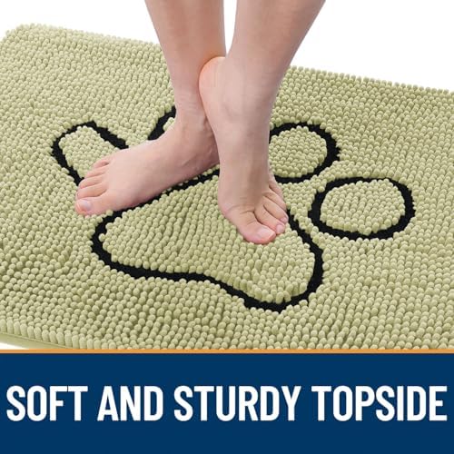 OLANLY Dog Door Mat for Muddy Paws 48x30, Paw Print Design Chenille Mud Mat - Image 4