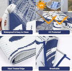Waterproof 10x14 Outdoor Rug for Patio Reversible Plastic Straw Rug Floral - Image 2