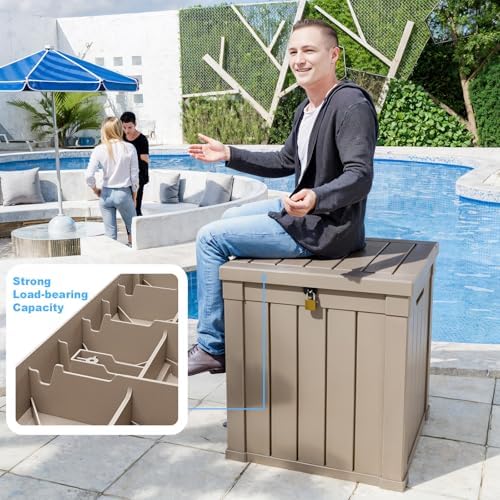 PatioZen 50 Gallon Resin Deck Box, Lockable Outdoor Storage Box - Image 6