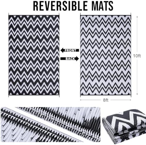 OLANLY Outdoor Rug 8x10 ft Waterproof Reversible Chevron Mat - Image 2