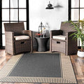 Nuloom Asha Dark Grey/Ivory, Striped Border, Soft and Cozy, High Traffic by nuLOOM