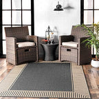 Nuloom Asha Dark Grey/Ivory, Striped Border, Soft and Cozy, High Traffic by nuLOOM