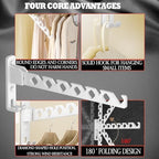 Dr.DJ Wall Mount Coat Hanger Holder White Clothes Drying Organizer Rack Garment - Image 2