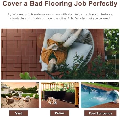 EchoDeck Interlocking Deck Tiles, 9 Pack Deck Tiles Interlocking Outdoor All - Image 5
