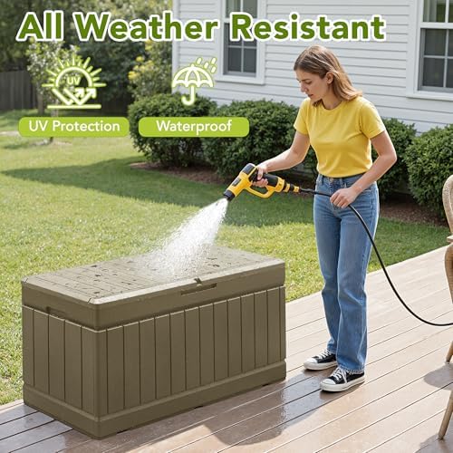 Devoko 78 Gallon Deck Box, Waterproof Resin Outdoor Storage Box - Image 7