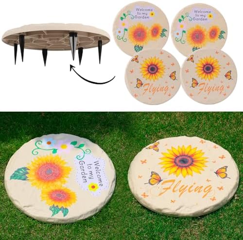 4Pcs Large Stepping Stones Outdoor Garden Walkway, Durable Plastic Pavers by MARCHROSE