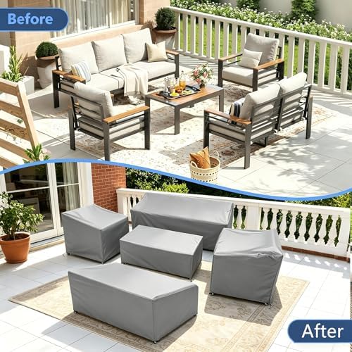 STARTWO Patio Furniture Cover 5 Piece Set, Large 600D - Image 4