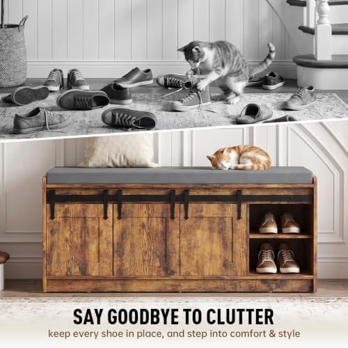 42" Farmhouse Shoe Storage Bench - Image 3