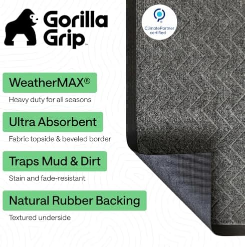GORILLA GRIP WeatherMAX Door Mat, Indoor Outdoor Use - Image 3