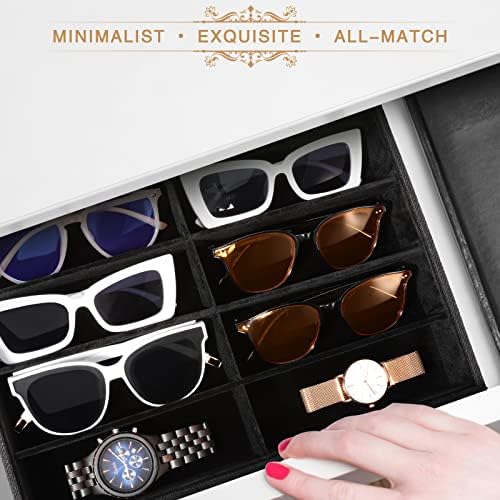 Emibele Glasses Organizer Jewelry Tray, 8 Grids Velvet Tray Watch Storage - Image 6