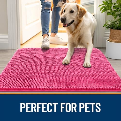 OLANLY Dog Door Mat for Muddy Paws 70x35, Super Absorbent Chenille Mud Mat - Image 6
