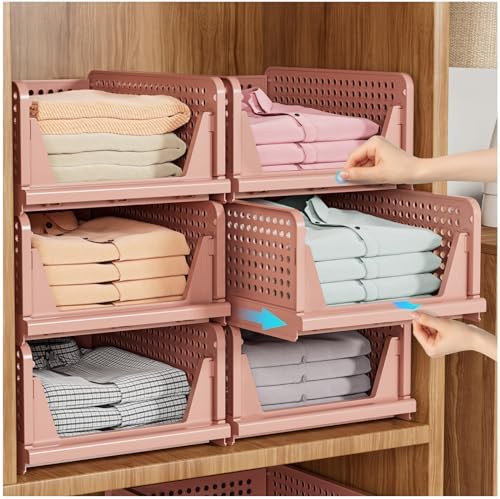 SNSLXH 5 Pack Stackable Closet Organizer Box, Space-Saving Clothes Storage by SNSLXH