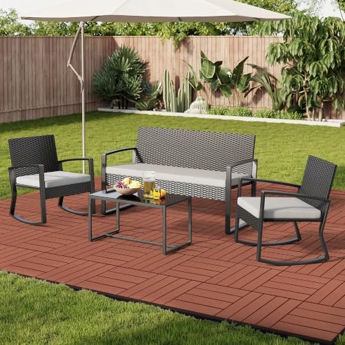 Composite Interlocking Deck Tiles Outdoor, 9 Pack - Image 7