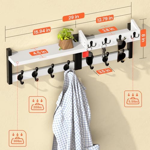 29'' White Coat Rack Wall Mount - Image 4