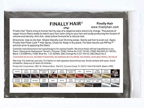 Hair Building Fibers 25 gram (ammonium chloride free) Refill Bag by Finally Hair. Compatible Replacement/Refill for Toppik Xfusion (Medium Brown)