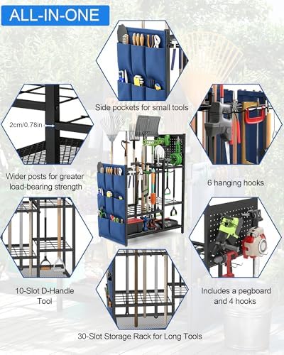 Garden Tool Organizer with Pegboard, Yard Tool Holder Standing - Image 5