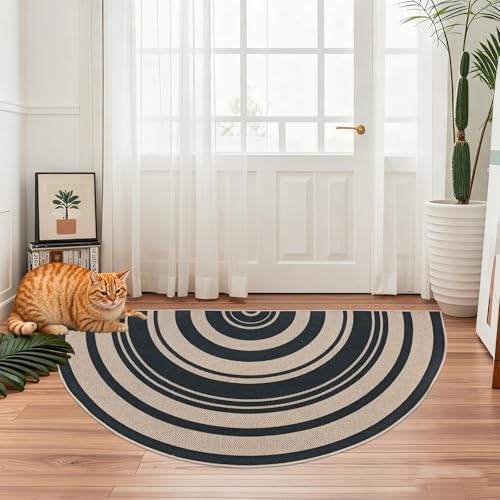 Easy Jute Rug 2.6x5Ft Half Round Rainbow Carpet - Image 3