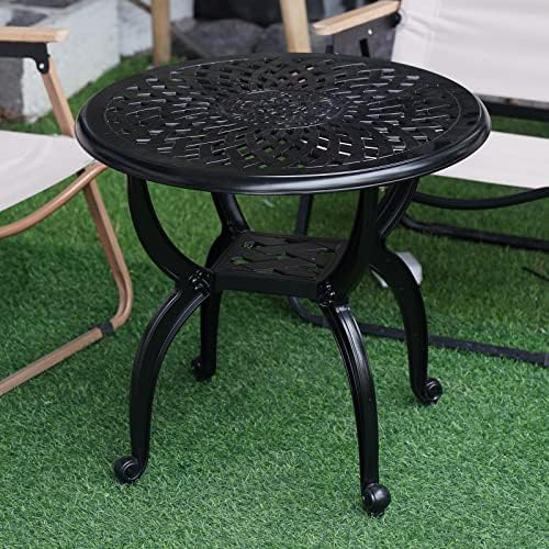 YKSY&YKSY Jardin DE Centennial Cast Aluminum Side/End Table, Anti-Rust Coffee - Image 7