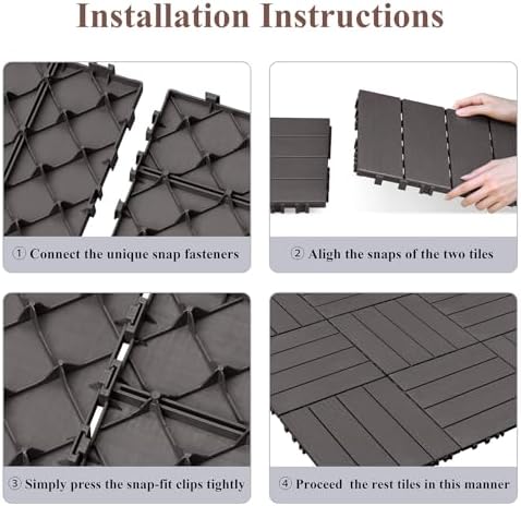 Skypatio 22 PCS Plastic Interlocking Deck Tiles, All-Weather Outdoor Patio - Image 6