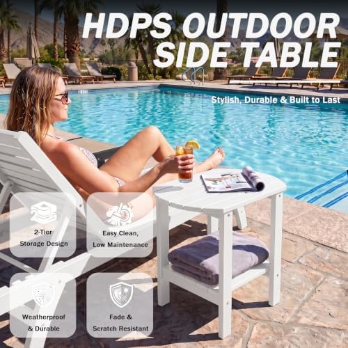 Adirondack Outdoor Side Table, 2-Tier HDPS Patio End Table - Image 4