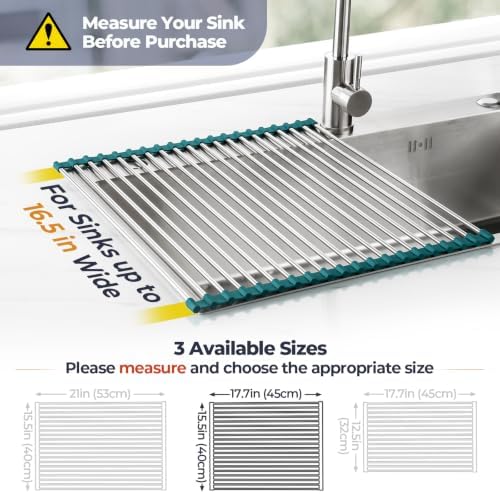 Tomorotec Roll Up Dish Drying Rack Over Sink, 304 Steel - Image 4