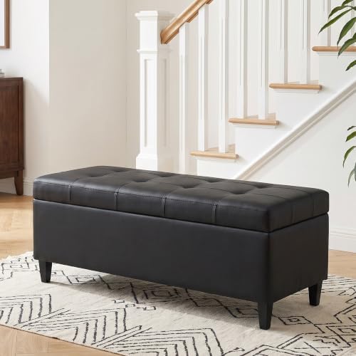 51" Storage Bench, Leather Tufted Storage Ottoman Bench - Image 7