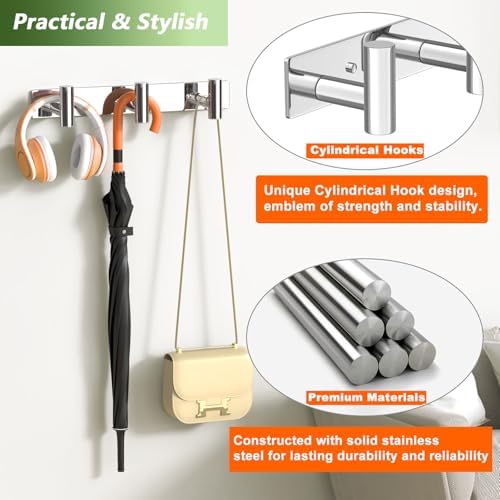 Wall Mounted Coat Rack-3 Hooks, Heavy Duty Stainless Steel Wall Hooks - Image 4