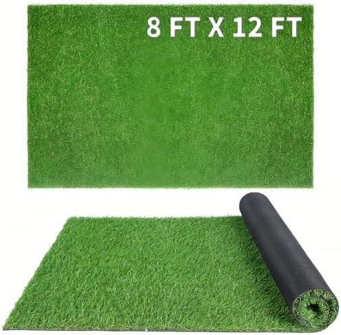 XLX TURF 8FT X 12FT Outdoor Artificial Turf Grass Rug, Thin Green Grass Carpet by XLXTURF
