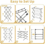 BAKON Space Saving Foldable Clothes Drying Rack, Extendable Rustproof Laundry - Image 5