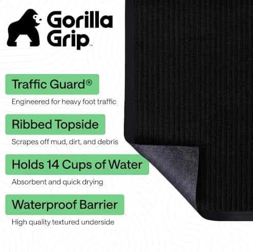 GORILLA GRIP Traffic Guard Indoor Outdoor Heavy Duty Door Mat, 72x48 Black - Image 2