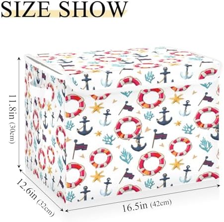 Bolaz Storage Bins with Lids and Handles, Flag Coral Starfish Anchor Life Buoy - Image 3