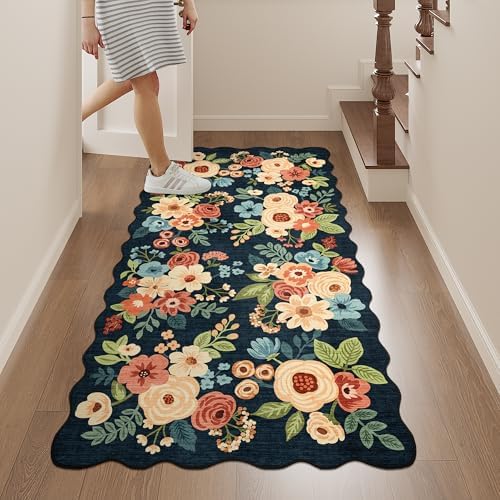 DUKINO 2x4 Rug for Entryway, Floral Washable Kitchen Rugs - Image 4