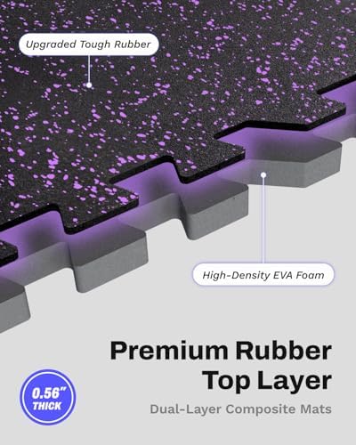 AIRHOP 0.56in Thick 48 Sq Ft Exercise Equipment Mats, 12 Tiles Upgraded Rubber - Image 2