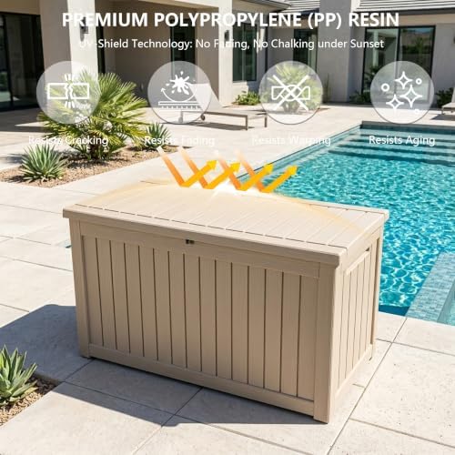 Outdoor Storage Box, 270 Gallon Waterproof Deck Box - Image 4