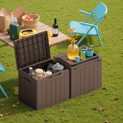 Devoko 30 Gallon Resin Deck Box 2 Pack Outdoor Indoor Waterproof Storage Box - Image 4
