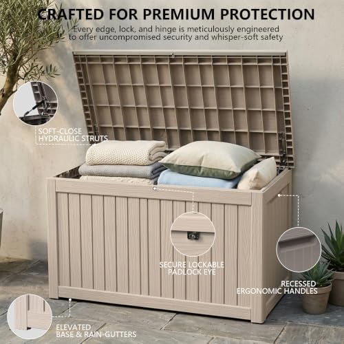 Outdoor Storage Box, 270 Gallon Waterproof Deck Box - Image 3