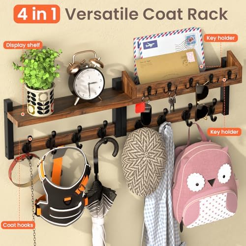 35'' Long Rustic Coat Rack Wall Mount - Image 5