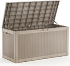 PatioZen 120 Gallon Resin Deck Box, Lockable Patio Outdoor Storage Box by OutdoorLivingPerfected