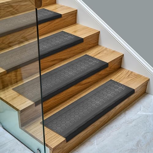 Ottomanson Bullnose Stair Treads Outdoor – Coin Heavy-Duty Non-Slip Stair Mats by Ottomanson