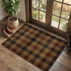 Easy Jute 2x3 Entryway Rug, Washable Non Slip Brown & Red Plaid by JTJ